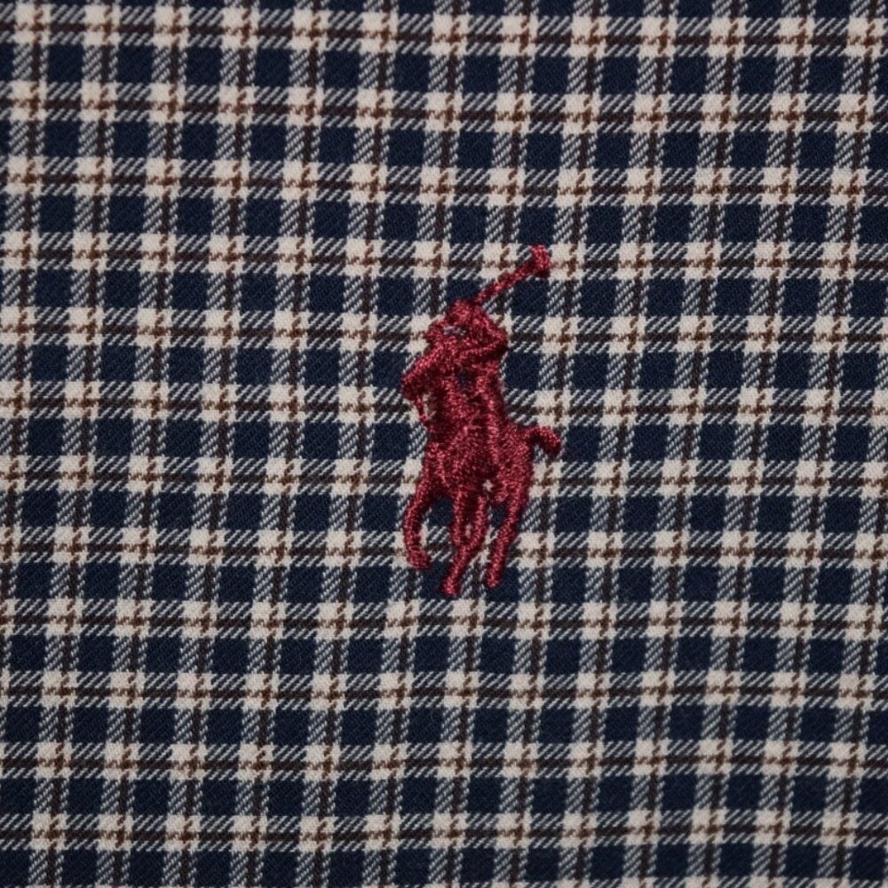 RALPH LAUREN Classic Fit Blue Beige Checks Long Sleeve Shirt Size 2XL Tall